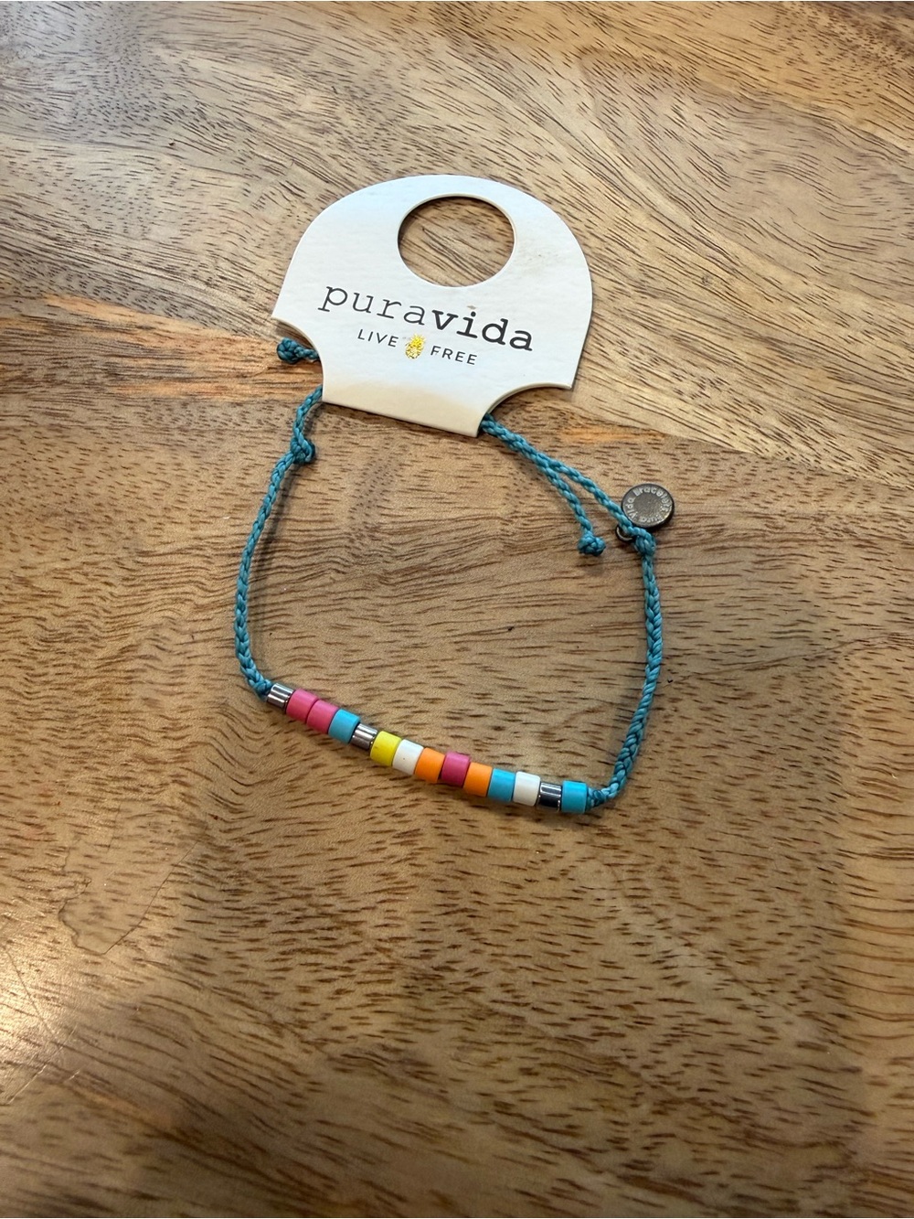 Pura Vida  Teal Beaded Bracelet - Multicolor Beads